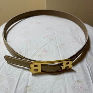 Bally Tan Leather Belt with Gold Buckle